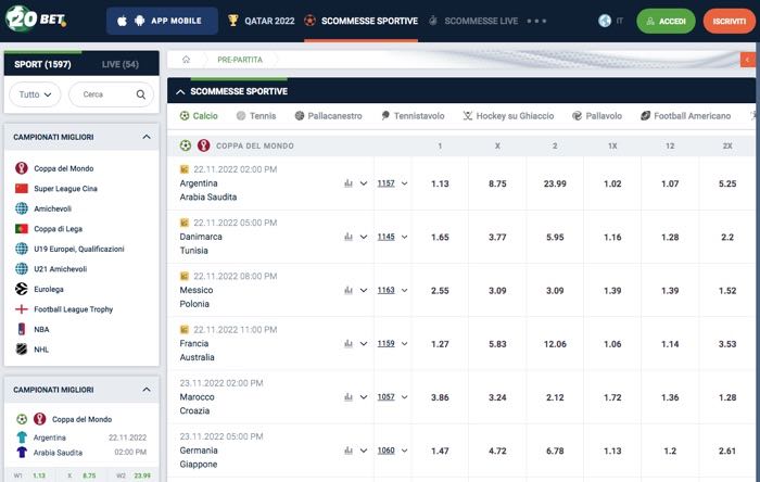 20bet betting live