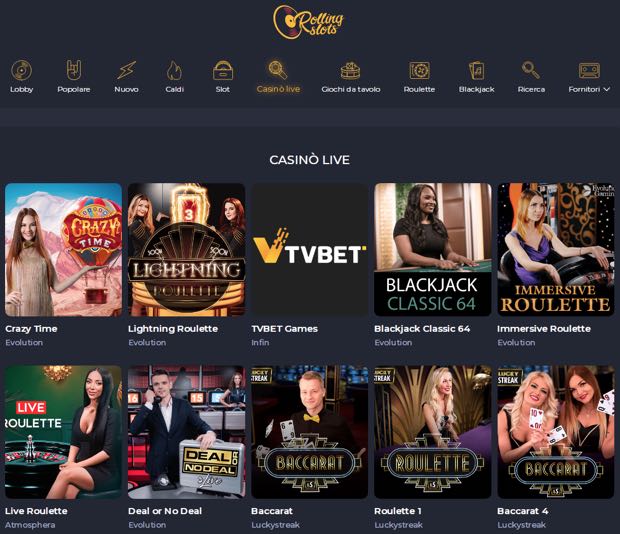 rollingslots live casino