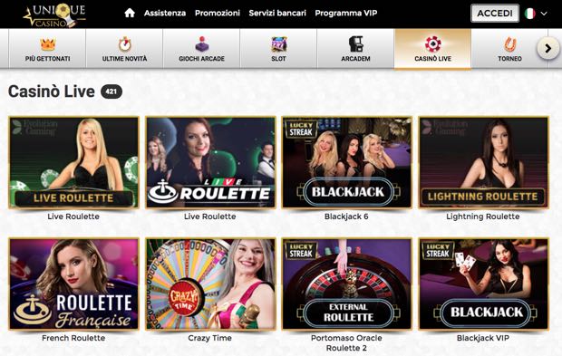 unique casino casino live
