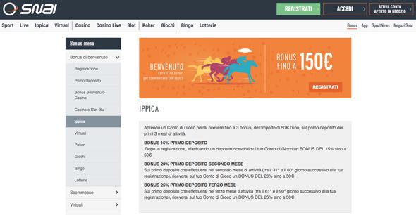 snai bonus di benvenuto